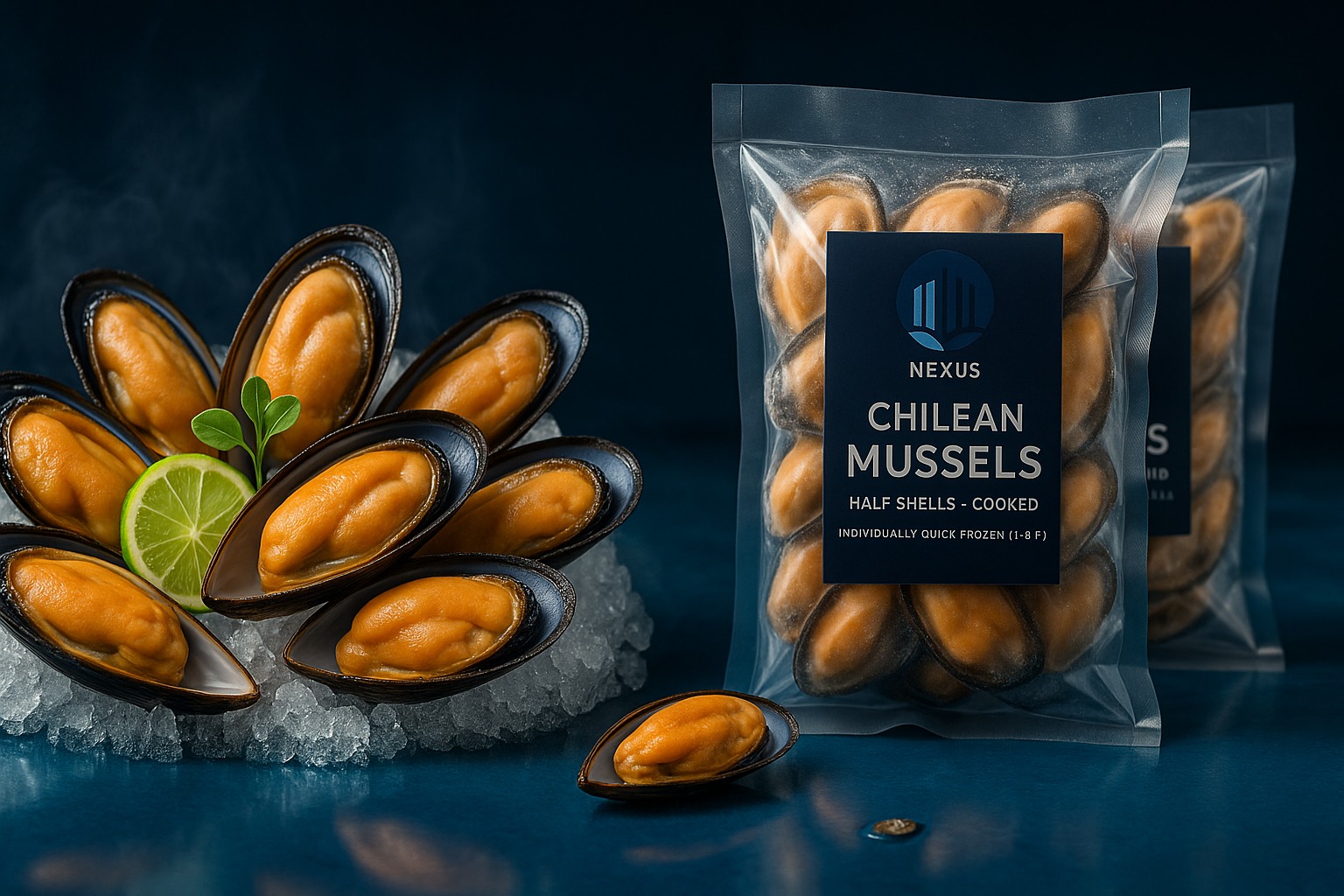 Mejillón Media Concha cocido congelado i.q.f.