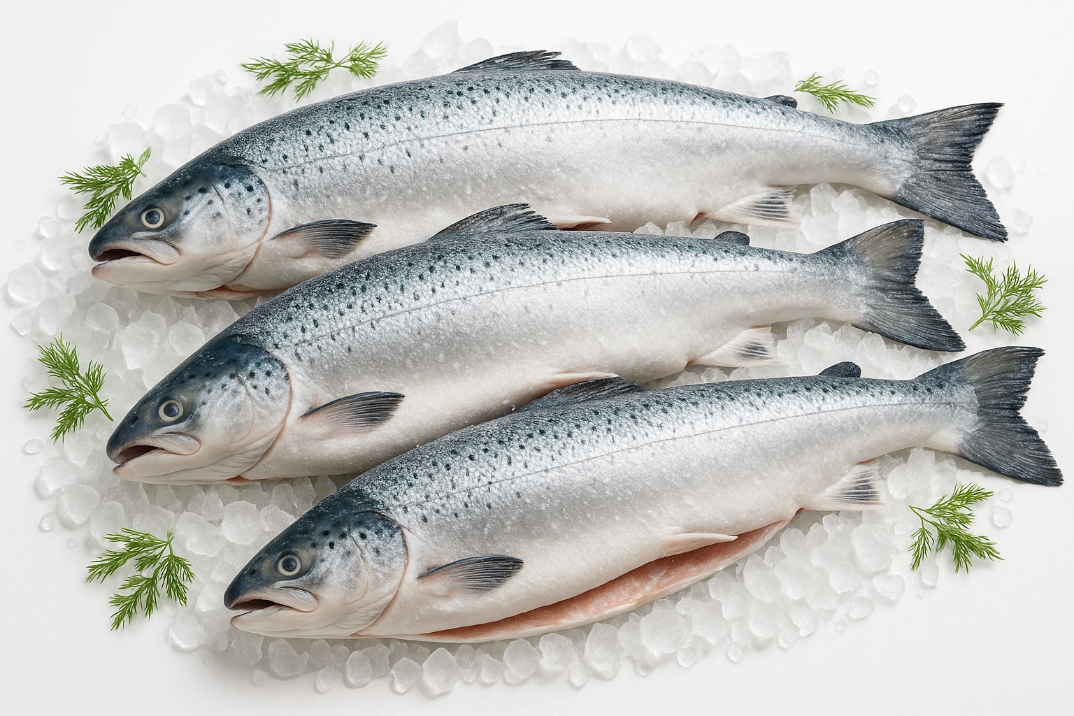 Salmón del Atlántico entero eviscerado congelado