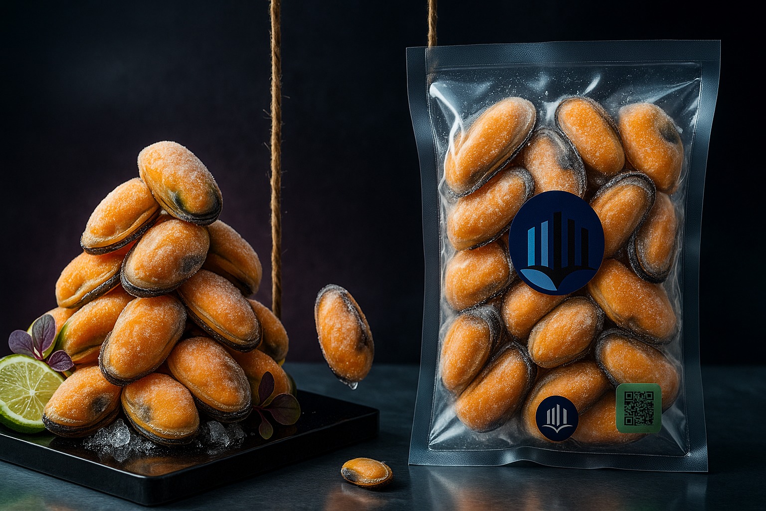 Mejillón Carne cocidos congelados i.q.f.